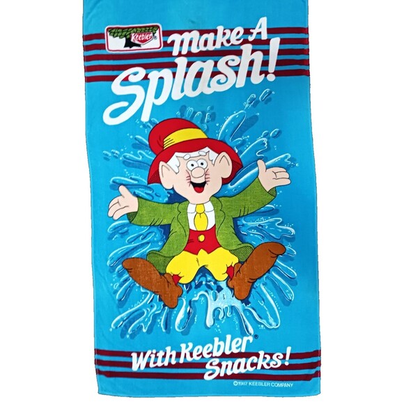 VTG 1987 Keebler Snacks Elf Advertising Beach Towel Make A Splash Promo Hilasal - Picture 2 of 6